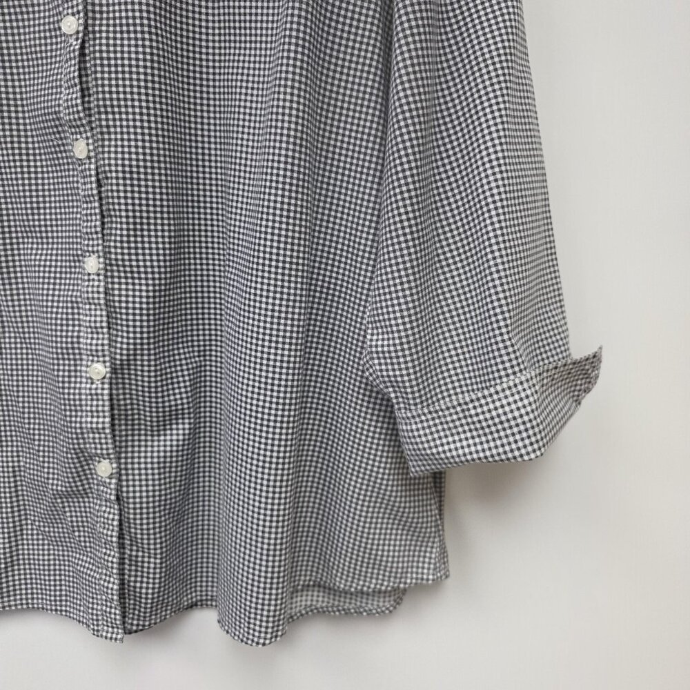 Las Olas Shirt Womens 1X Black Check Button 50s Rock Car Dancers Embroidered Top - Picture 4 of 10